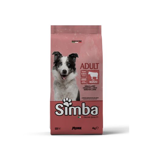 MONGE SIMBA Dog Beef 4kg Teljes Értékű Száraz Eledel Felnőtt Kutyáknak Marhahússal