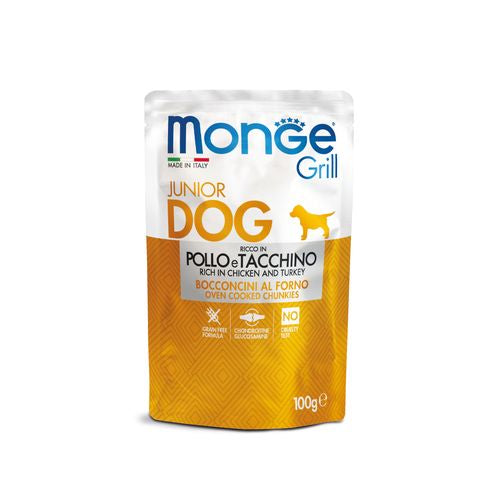 MONGE Grill Junior 100g Alutasak Csirke Pulykával Kölyökkutyáknak