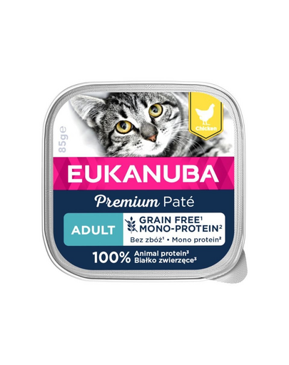 Eukanuba Grain Free Monoprotein Adult Csirkés Alutasak Felnőtt Macskák Részére 85g