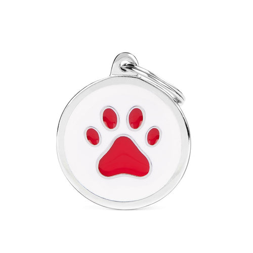 MyFamily Big White Circle Red Paw